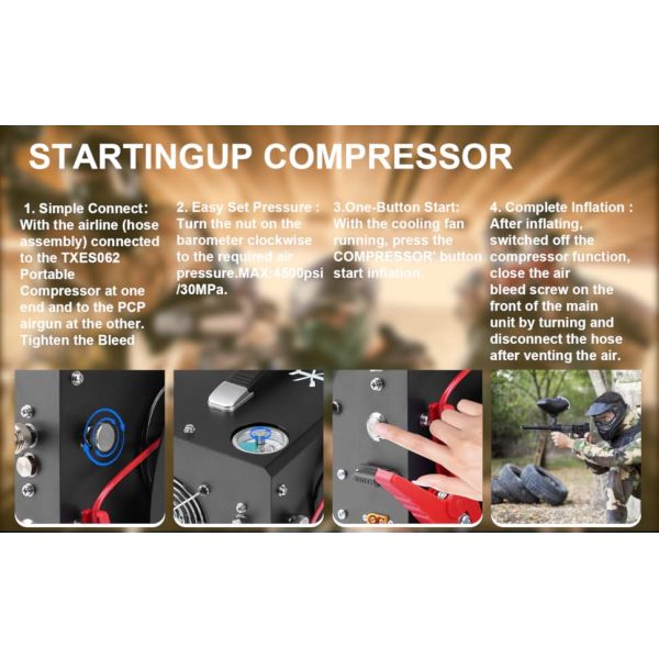 Portable Design 3000PSI PCP Air Compressor Built In Water / Oil Filter
