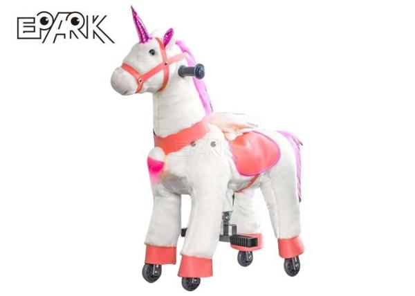 120W Kiddy Ride Machine Mechanical Rocking Horse Plush Toy On Wheels