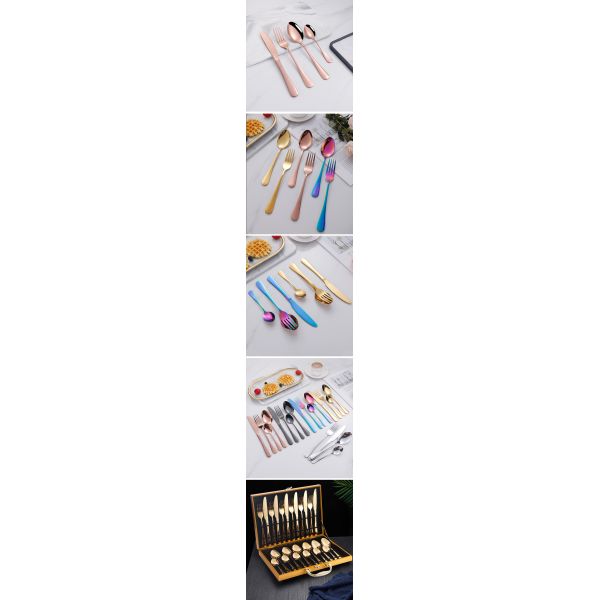 24pcs Hotel Wedding Cutlery Set with Contemporary Design Style and On-glazed Technique