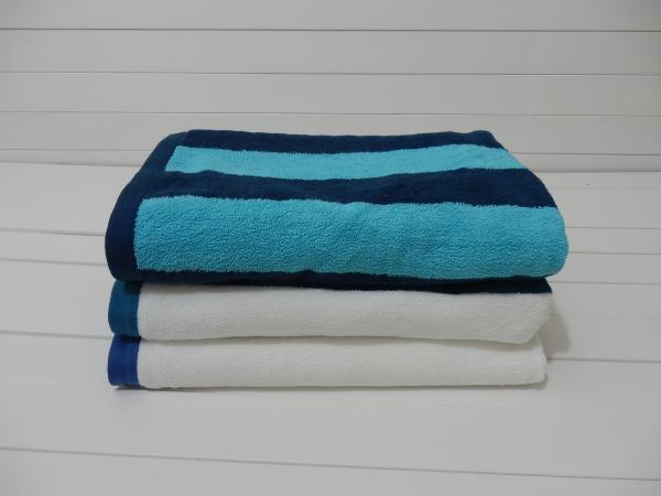 Factory Supply 100% cotton Yarn Dyed Jacquard Heavy Blue Stripe Pool Towel