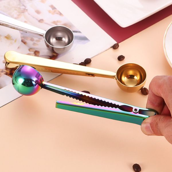 Coffee Scoop Stainless Steel Measuring Spoon With Coffee Bag Clip