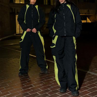 Wind Resistance  Zip Up Jacket Jogger Set Mens Nylon Tracksuit Set For Spring Season