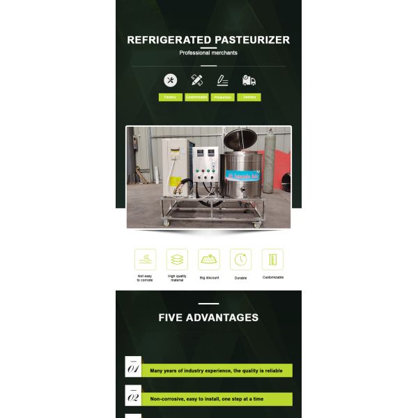 Multi Milk Pasturizer Machine 30-300 Litres Refrigeration Pasteurized Yoghurt Pasteurization Machine