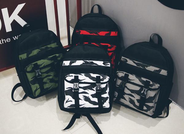 New camo printed backpack fashion contrast color student bag large outdoor leisure travel backpack