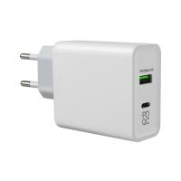 45W GaN PD Fast Charger EU Plug with 1 USB-C and 1 USB-A Port