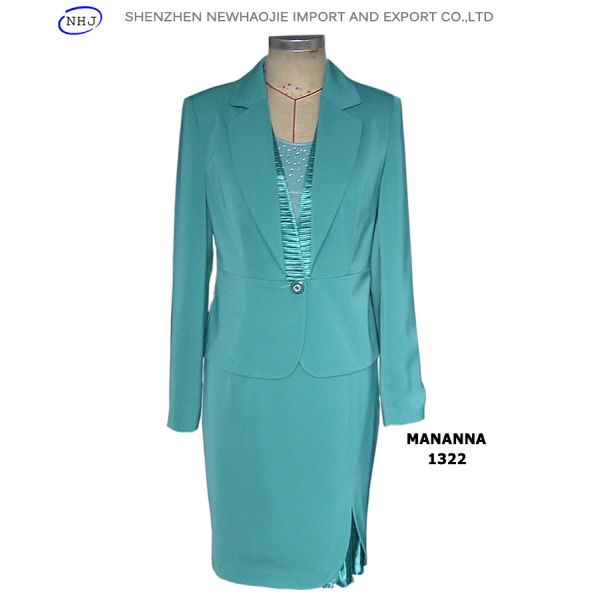 Lake blue women suit models with a-line skirt