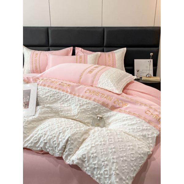 Свадебный четырёхкомпонентный комплект 2024 Класс А Рельефная стирка Шелковый Тенцельный набор с геометрическим дизайном