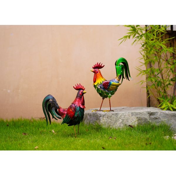 Decorative Metal Rooster Decor Outdoor Metal Rooster Yard Art