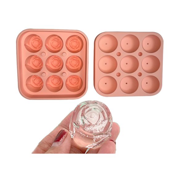 Pequeña cavidad sostenible 9 de Rose Shaped Ice Cubes Maker del silicón 1,2 pulgadas