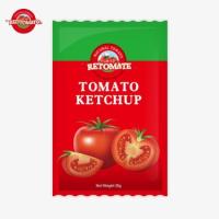 Saquete de ketchup de tomate de 36g com sabor puro e natural, atendendo às normas ISO HACCP e FDA