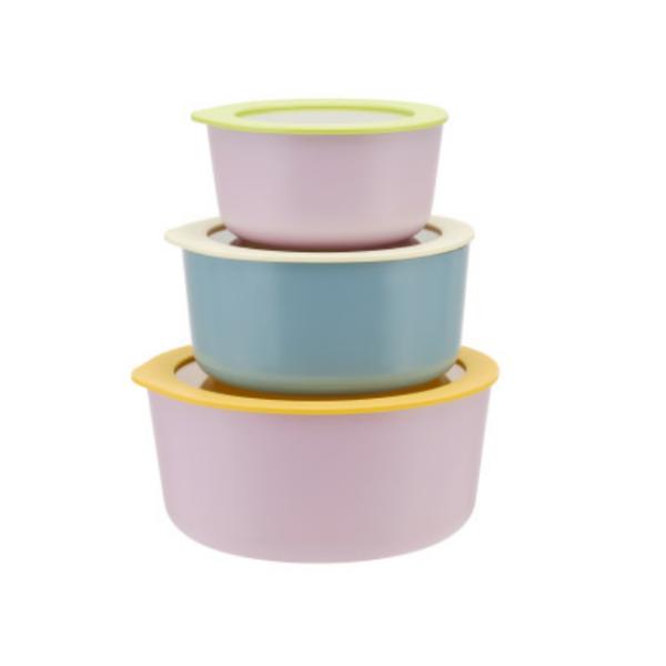 Colorful Non Stick Coating Glass Food Storage With Glass Lids Glass Fruit Storage Containers