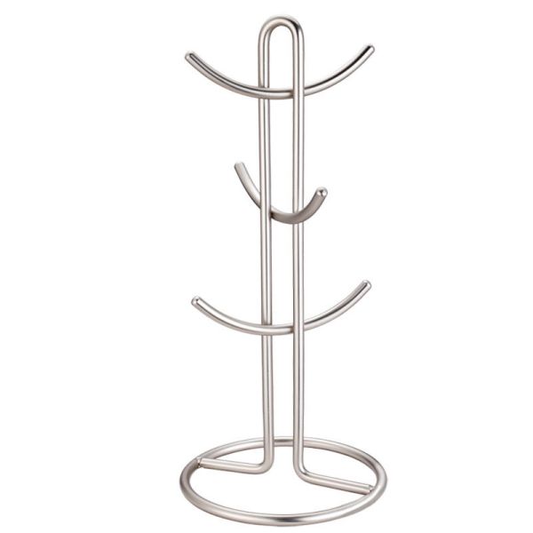 Oem Stainless Steel Coffee Mug Tree Holder Dryer Rack With 6 Hooks