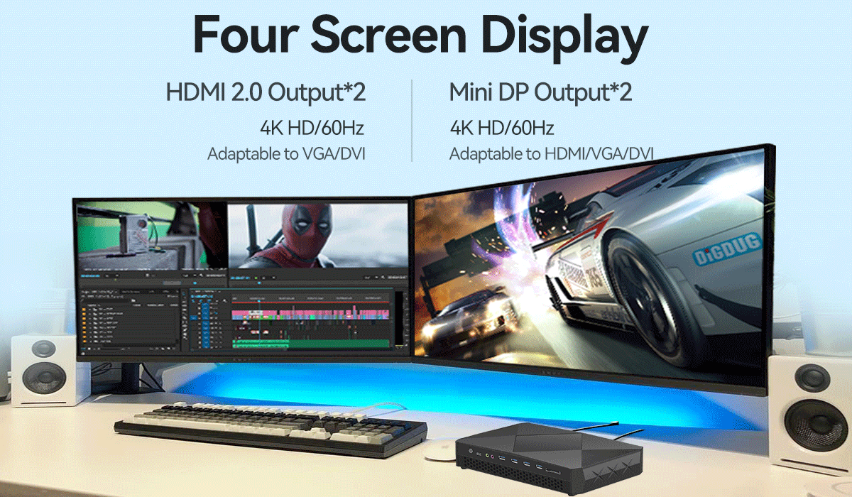 Intel Core Mini Gaming PC с дискретной графикой DDR4 64G и VEGA 4G