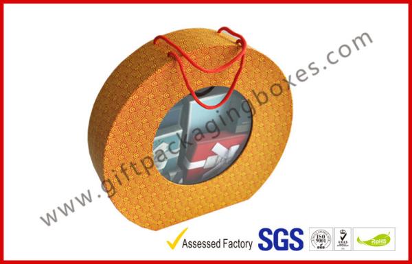 Round Paper Transparent Window Luxury Gift Boxes With Golden Packaging Material