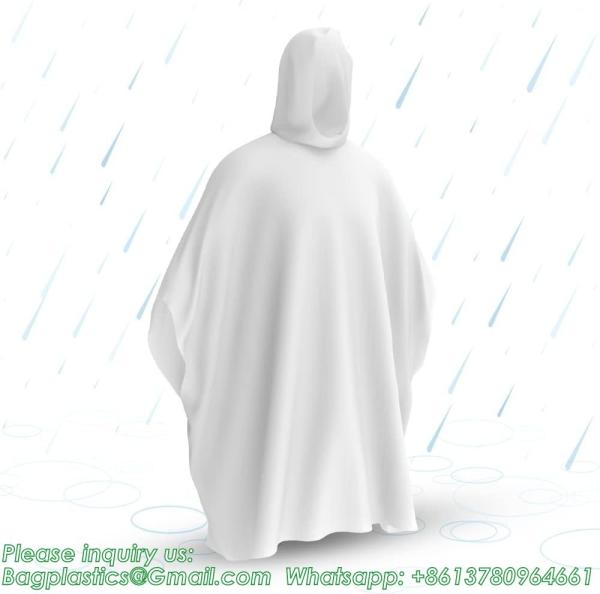 100% PLANT-BASED, Compostable, Biodegradable, Cornstarch, Recyclable, Recycled Rain Ponchos with hood adults