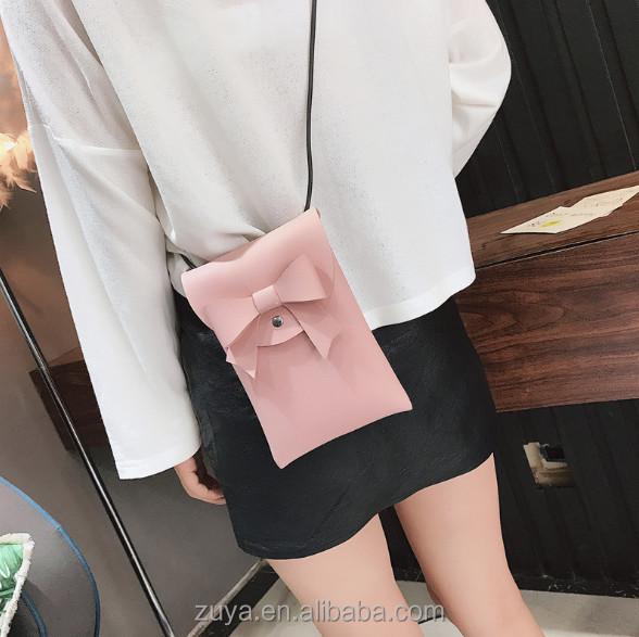 20x14x1cm EN17 Ladies Stylish Handbags Polybag Pack Bowknot For Cell Phone