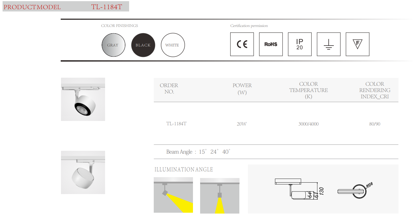 New Design Aluminum Adjustable LED integrated tracking light fixture adapter combined track light 32W