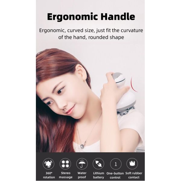 Customized Logo Availabled Mini Handheld Vibrating Body Massager Device for Head Massage Area in White Appearance