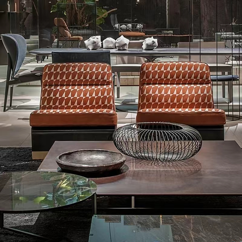 Black White Texture Custom Sofa Bed With Metal Leisure Chair