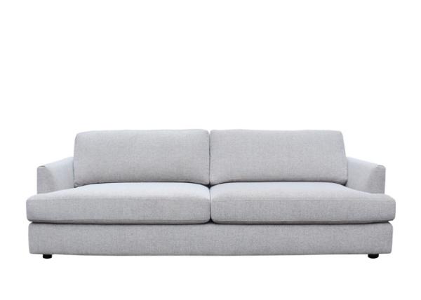 Thick Foam Padded Three Seater Fabric Sofa Plastic Leg Grey 3 Seater Couch
