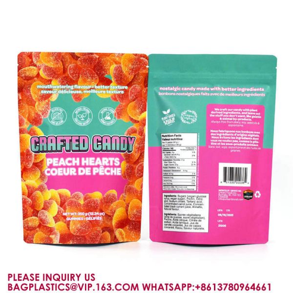 Baggies Edible Packaging Recyclable Stand Up Pouch Gummy Candy Child Proof Mylar Bags