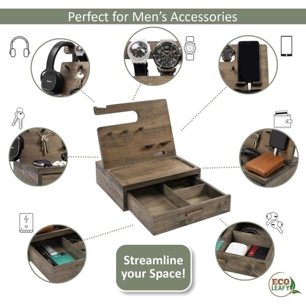 Double Tier Bedside Table Organizer for High Quantity Storage of Cellphone Accessories