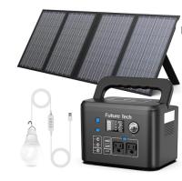 FTB70000 Power Bank com gerador solar de 350W, painel solar de 60W e kit de luz LED USB de 10W
