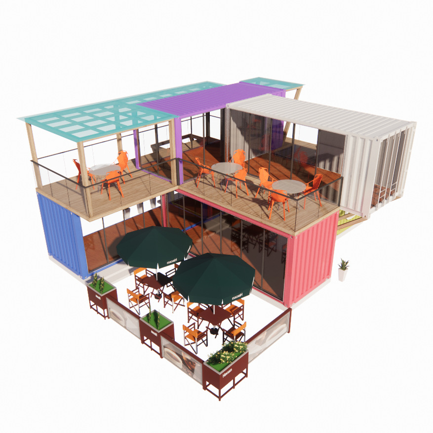 Fácil montaje y desmontaje 20ft/40ft Modular Prefabricado Almacenamiento Contenedor de envío Casas Bar con ventanas de aleación de aluminio