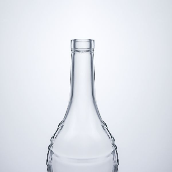 Bottom Engraved Glass Liquor Bottle for Whisky Gin Rum Sealing Type Cork Super Flint Glass