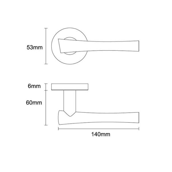 Satin brushed stainless steel door handle with round backplate