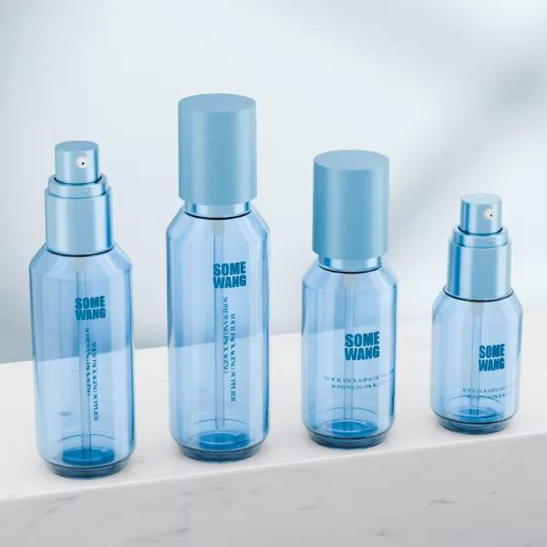 Bouteilles et bocaux de cosmétiques en PET Bouteille de shampooing réutilisable bleue ovale