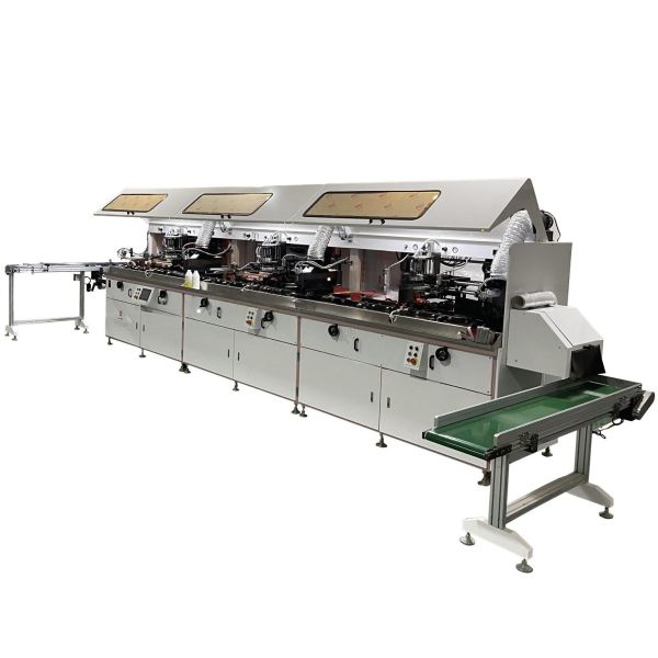 3 Color Automatic Servo Screen Printing Machine For Cylindrical Elliptical Containers