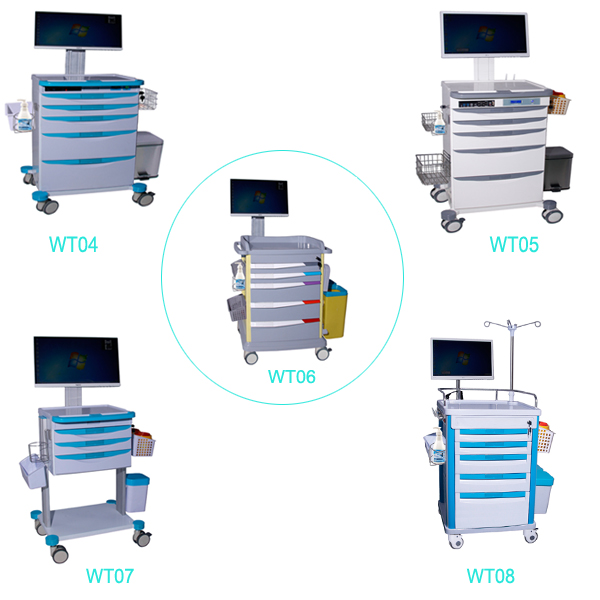 Medical Computer Cart Mobile Medical Carts On Wheels Laptop Dressing Cart (ALS-WT07)