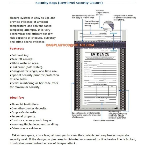 Plastic Money/Evidence Security Envelopes Cash Deposit Seal Bags, Bank Industrial Use cash security deposit bags, bageas