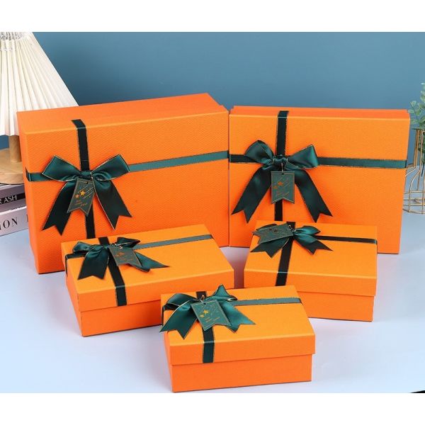 Premium Gift Box Set Black Satin Ribbon Luxury Packaging Heaven Earth Cover Design Custom Logo Ready