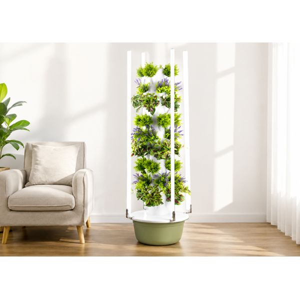 Indoor Hydroponic Tower with LED Grow Lights | Smart Vertical Column Kit