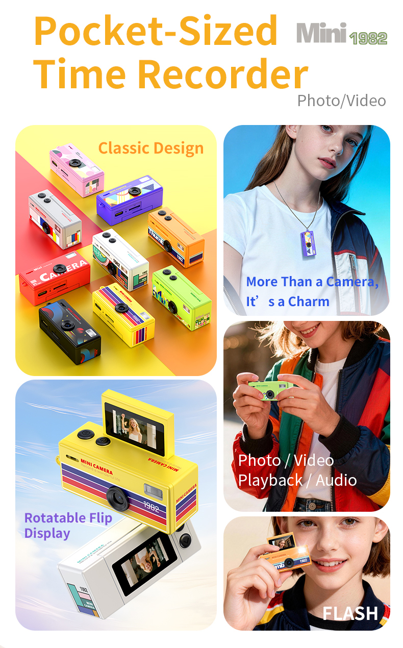 DLC Kids Mini Flip Screen Thumb Camera HD Small Portable Pocket Camera Student Recording Camera