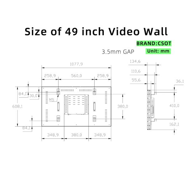 49 Inch CSOT TCL SCREEN 3.5mm Gap Professional Screen Advertising Video Wall Controller Board Led Display Poster Splicing Screen for Live Broadcast