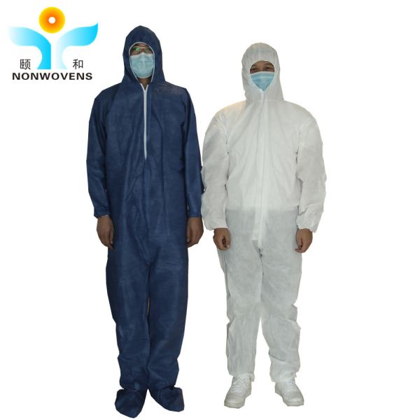 55gsm SMS Disposable Coveralls With Hood And Boots Disposable Ppe Suits For Isolating