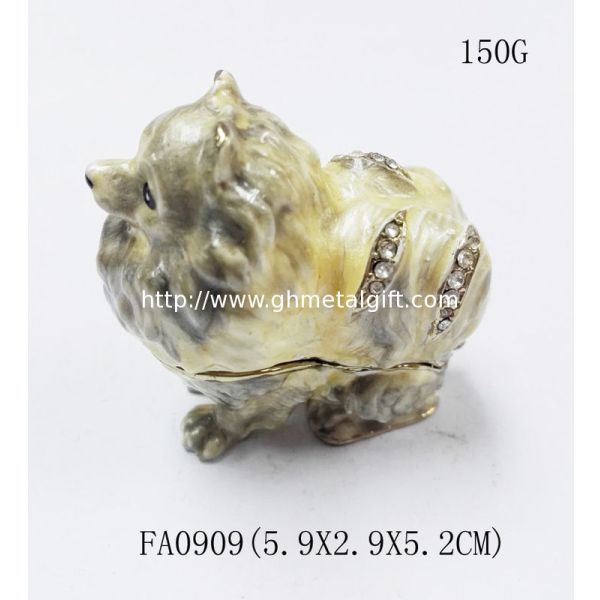 dog shape gold plated trinket box metal jewelry boxes small dog  jewelry boxes