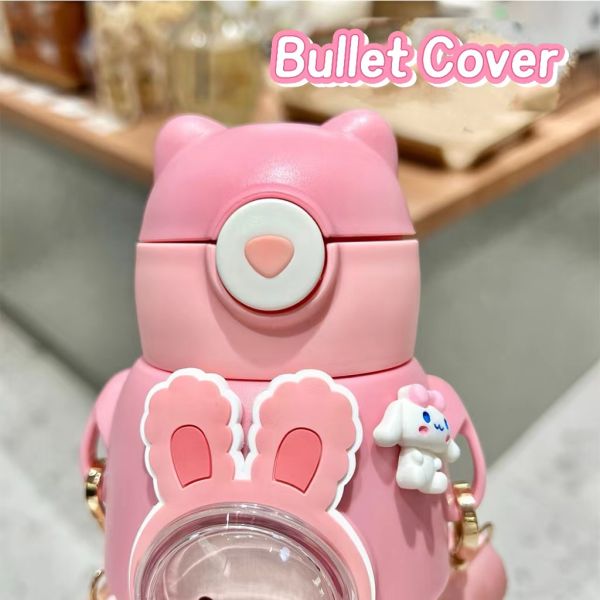 Cute Cartoon Design 680ml Kids Water Bottle with Strap and Straw Sustainable Material