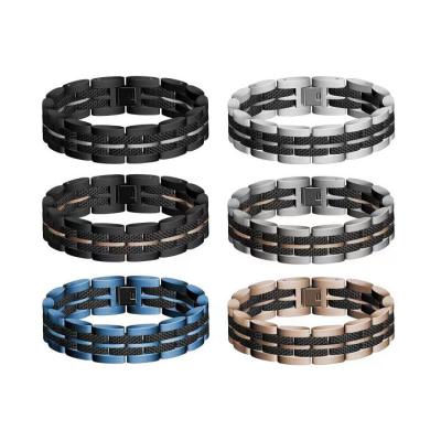 Bracelet en acier inoxydable classique Bracelet à bande de montre avec corde en cuir noir