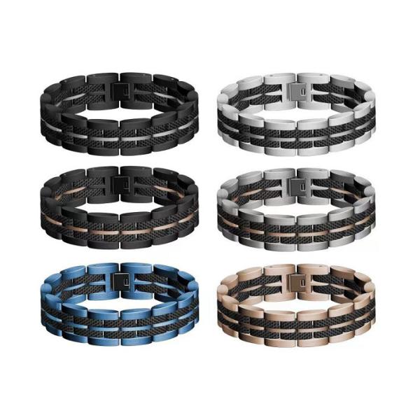 Bracelet en acier inoxydable classique Bracelet à bande de montre avec corde en cuir noir