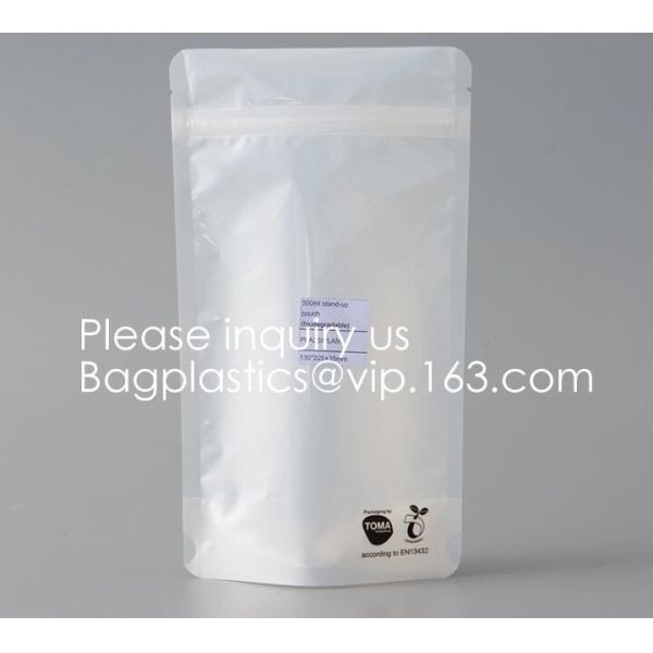 BIODEGRADABLE COMPOSTABLE, PLA, CORN STARCH PLA Stand Up Pouch Zipper Bag , Zipper Bag For Food, ECO FIRNEDLY, GREEN PAC