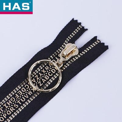 Lightweight Open Tail Resin Zipper With Alloy Circular Ring Gold Plated For Clothing And Pants Sample