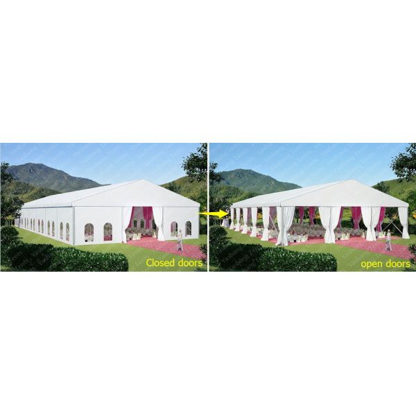 Heat Resistant Tent Accessories Height Customizable Fabric Door Glass Door Roller Gate