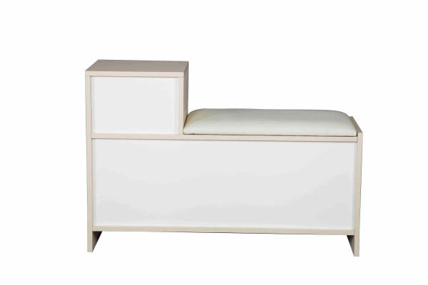 White Modern Narrow Home Shoe Cabinet Cushion Bench With PB Board Frame