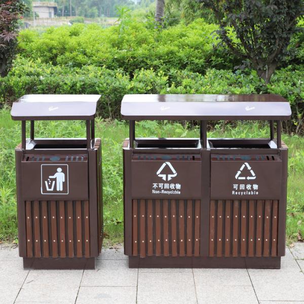 Hot Selling Galvanized Steel Trash Bin Brown Metal Separate Waste Bins