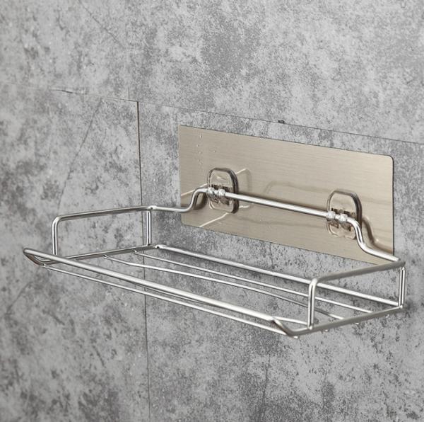 Kitchen Self Adhesive Stainless Steel Paper Towel Holder  Phone Storage Shelf