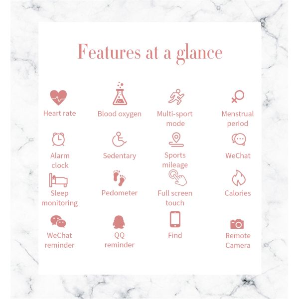 Eraysun Hot Sales H8pro Fashion Women Smartwatch for Android IOS Tracker Pressure Lady H8 Pro Smart Watches
